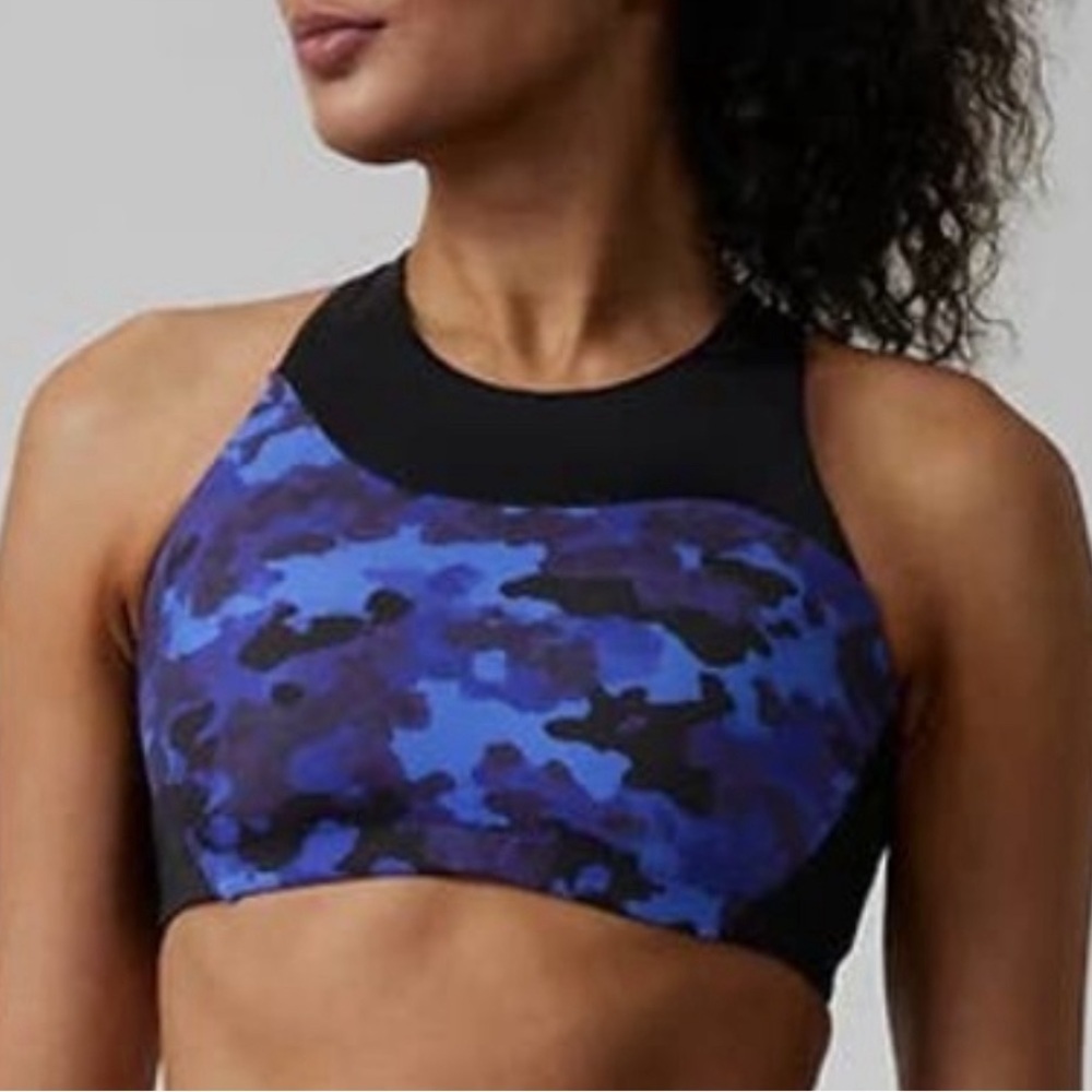 Athleta Women's Camo High Neck Bikini Top Size S Multicolor Athletic NWT